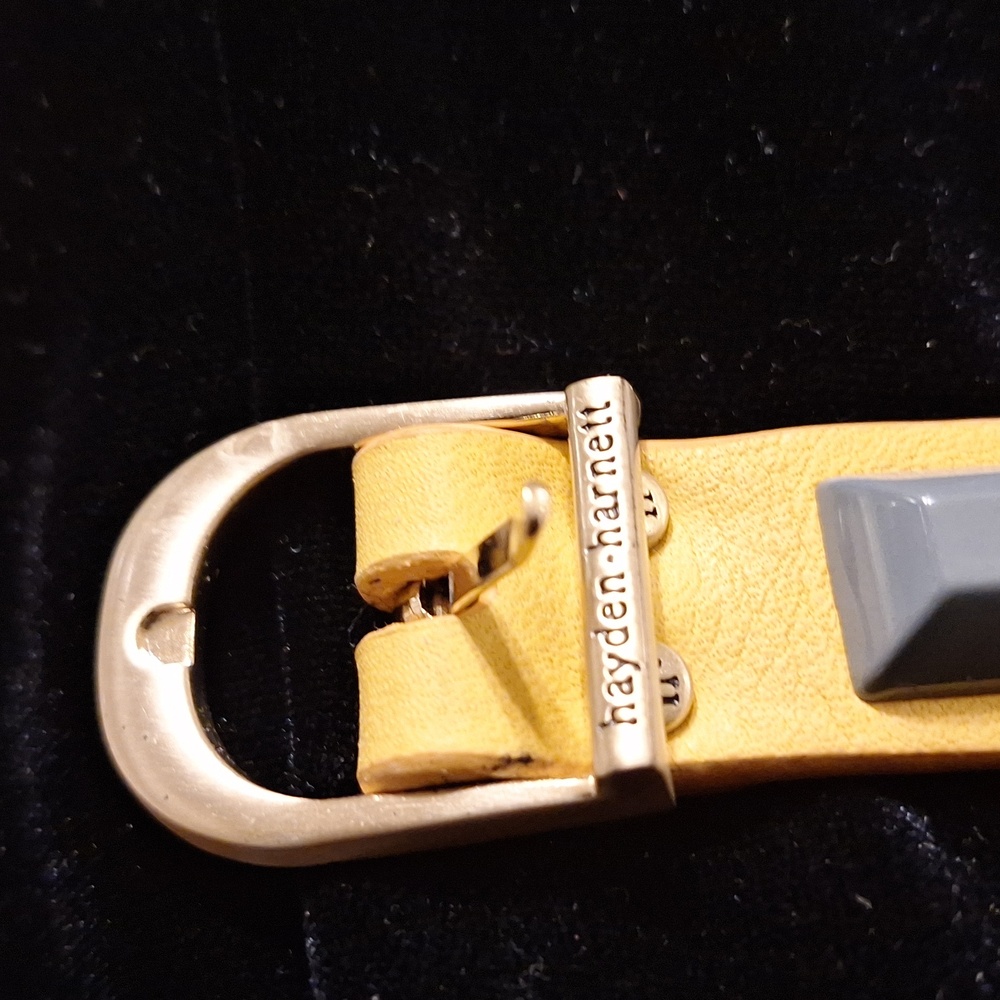 Vintage Yellow and Gray Leather Wearable Tech Band